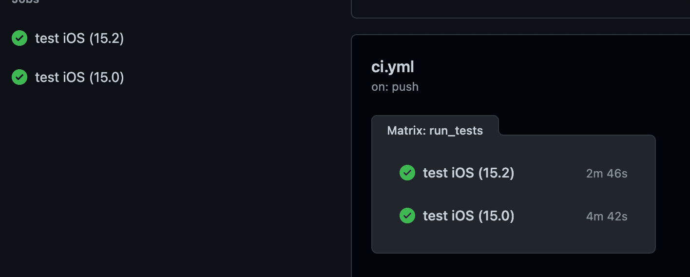 GitHub Actions web interface showing two finished jobs